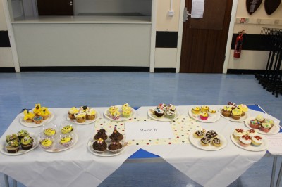 Cakes waiting to be judged at Worthing Children in Need Bake off competition.